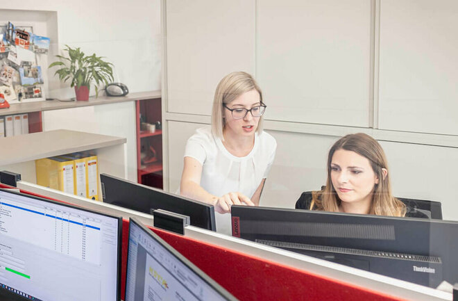 Theissl Team arbeitet gemeinsam im Büro